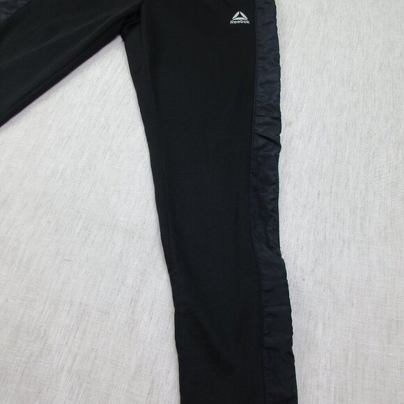 Reebok Sweatpants Mens Medium Black Pockets Fleece Lined Ankle Zip Drawstring - Picture 3 of 9